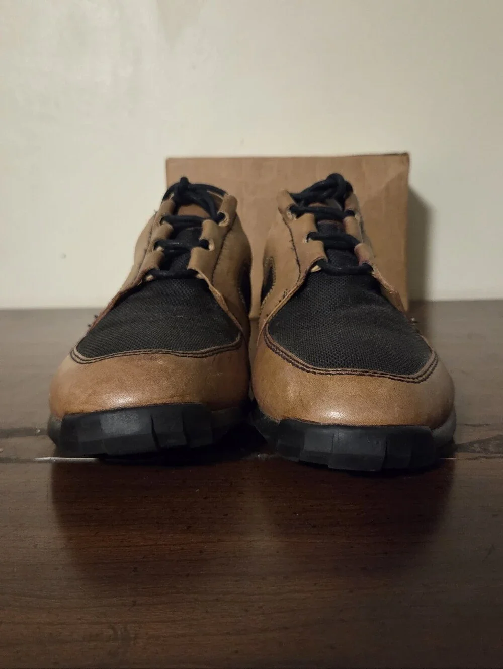 John Fluevog Radio Series Leather & Mesh Oxfords Brown/Black Mens Sz 9 Pre Owned